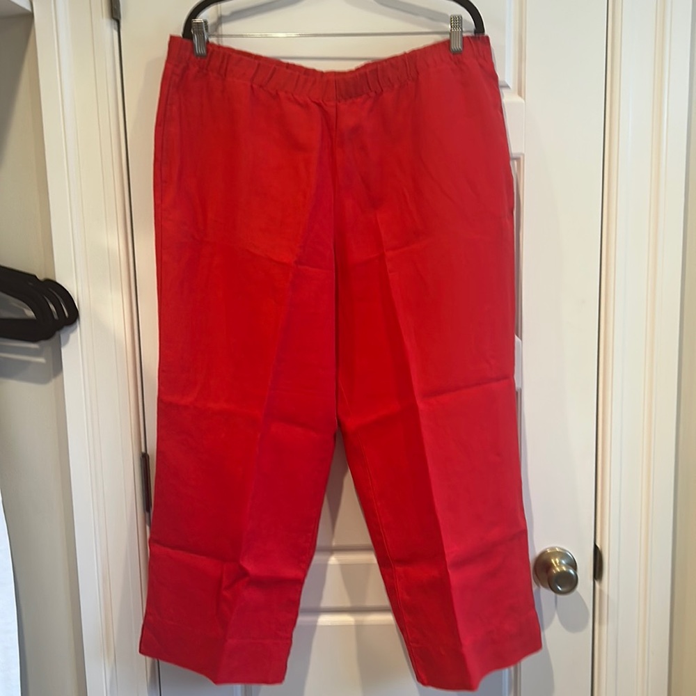 J Jill Linen red capris pants. 1x. Worn once. Pockets. Perfect condition.